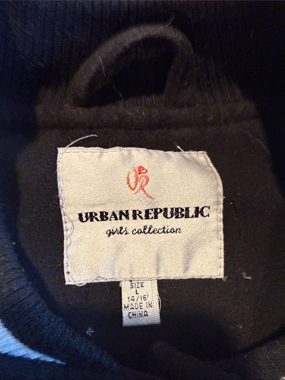 Urban Republic Girls Black & White Varsity Bomber Jacket Size 14/16 - Picture 3 of 3